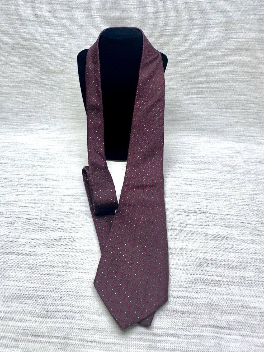 Dior Men's Burgundy Print Tie Silk